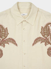 Commas Dark Cream Embroidered Cotton Shirt