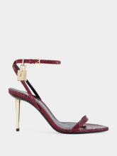 Tom Ford Ruby Red Padlock Pointy Naked Sandal in Laminated Crocodile