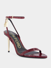 Tom Ford Ruby Red Padlock Pointy Naked Sandal in Laminated Crocodile