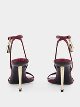 Tom Ford Ruby Red Padlock Pointy Naked Sandal in Laminated Crocodile