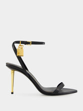 Tom Ford Black Shiny Leather Padlock Pointy Naked Sandal