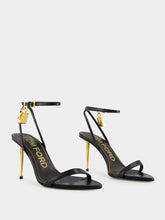 Tom Ford Black Shiny Leather Padlock Pointy Naked Sandal