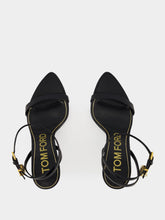 Tom Ford Black Shiny Leather Padlock Pointy Naked Sandal