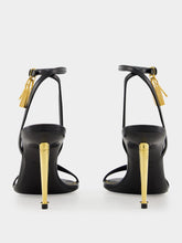 Tom Ford Black Shiny Leather Padlock Pointy Naked Sandal