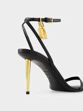Tom Ford Black Shiny Leather Padlock Pointy Naked Sandal
