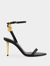 Tom Ford Black Shiny Leather Padlock Pointy Naked Sandal