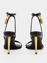 Tom Ford Black Shiny Leather Padlock Pointy Naked Sandal
