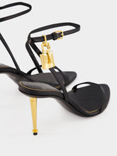 Tom Ford Black Shiny Leather Padlock Pointy Naked Sandal