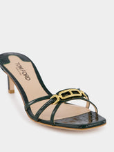 Tom Ford Dark Green Crocodile-Stamped Leather Mules