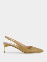 Tom Ford Beige Python Glossy Slingback Pumps