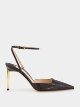 Tom Ford Espresso Python Glossy Slingback Pumps