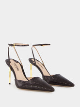 Tom Ford Espresso Python Glossy Slingback Pumps