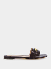 Tom Ford Brown Glossy Crocodile Stamped Leather Slides
