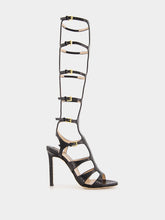 Tom Ford Black Knee-High Stamped Leather Sandals