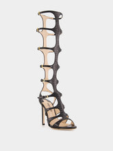 Tom Ford Black Knee-High Stamped Leather Sandals