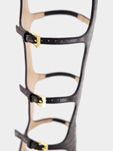 Tom Ford Black Knee-High Stamped Leather Sandals