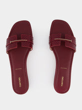 Tom Ford Ruby Red Flat Leather Slides