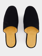 Tom Ford Black Suede Slippers with TF Embroidery