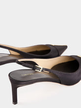 Tom Ford Black Crystal Silk Slingback Pumps