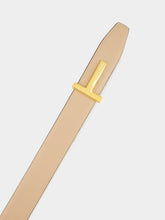Tom Ford Light Beige and Espresso Reversible T Buckle Belt