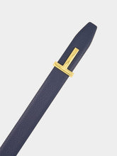Tom Ford Denim Blue and Espresso Reversible T Buckle Belt