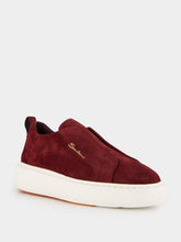 Santoni Bordeaux Suede Slip-On Sneakers