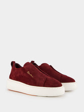 Santoni Bordeaux Suede Slip-On Sneakers