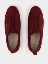 Santoni Bordeaux Suede Slip-On Sneakers