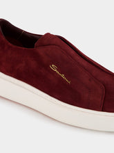 Santoni Bordeaux Suede Slip-On Sneakers