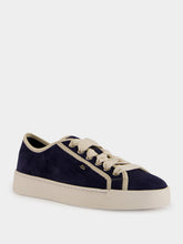 Santoni Blue Suede Calf Leather Sneakers