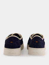 Santoni Blue Suede Calf Leather Sneakers