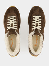 Santoni Brown Suede Sneakers with Shearling Lining