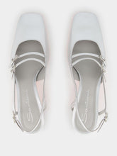 Santoni Silver Aurora Mid-Heel Slingback Pumps