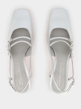 Santoni Silver Aurora Mid-Heel Slingback Pumps