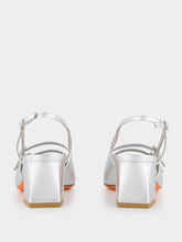 Santoni Silver Aurora Mid-Heel Slingback Pumps