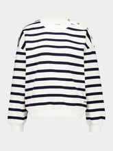 Frame Striped Button-Detail Sweatshirt