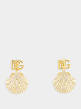 Dolce & Gabbana Rhinestone Shell DG Logo Earrings