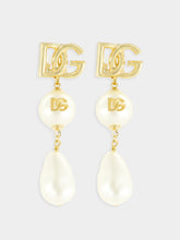 Dolce & Gabbana Gold Drop Earrings with DG Logo and Teardrop Accents