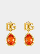 Dolce & Gabbana Orange Logo Clip Drop Earrings