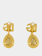 Dolce & Gabbana Orange Logo Clip Drop Earrings