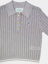 Casablanca Silver Knitted Short-Sleeve Polo Shirt