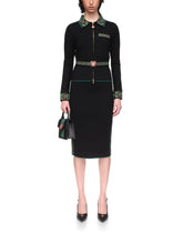 Casablanca Black Laurel Knit Merino Wool Skirt