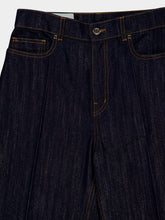 Casablanca Navy Blue Washed Indigo Silver Lurex Wide-Leg Jeans