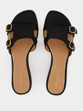 Santoni Black Didi Granato Leather Slide Sandals