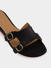 Santoni Black Didi Granato Leather Slide Sandals