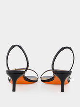 Black Virna Mid-Heel Leather Sandals | PDP - Fashion Clinic