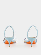 Santoni Light Blue Patent Leather Mid-Heel Sandals