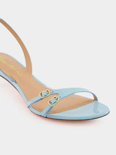 Santoni Light Blue Patent Leather Mid-Heel Sandals