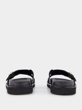 Santoni Double Buckle Leather Slides