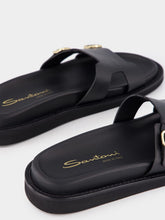 Santoni Double Buckle Leather Slides